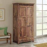 Fidora Solid Wood 2 Door Wardrobe in Teak Finish