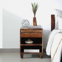 Rehan Solid Wood Bedside Table in Brown Colour