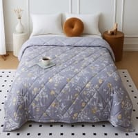Grey Floral Comforter Quilted Reversible Cotton 350 Gsm Double Bed 240 X 220 Cms