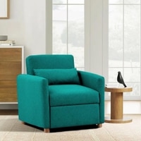 Jernell 1 Seater Fold Out Sofa cum Bed  in Turquoise Blue Colour