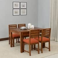 Arbor 4 Seater Dining Set with Orange Cushioned Chairs