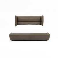 Auburn Leather King  Size Bed Without Storage (Brown Colour)