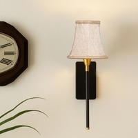 Devansh Metal Electric Wall Light in Black Colour with Beige Shade Count of 1 Light