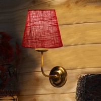 Devansh Metal Electric Wall Light in Gold Colour with Maroon Shade Count of 1 Light