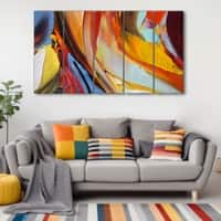 The Castle Decor Abstract Art Wall Painting Wooden Framed 27x48 Inch (Style 3)