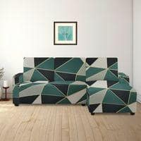 Right Aligned 2 Seater Right Aligned Chaise Green Triangles Sofa Cover
