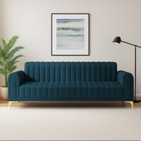 Josbert Velvet 3 Seater Sofa In  T Blue Colour