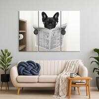 Truss Pcs Grey Black Funny Bathroom French Bulldog Canvas Wall Prints Set of 3 Multicolor Matte