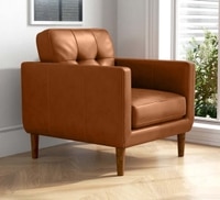 Shlok PU Leather Accent Chair- Light Brown