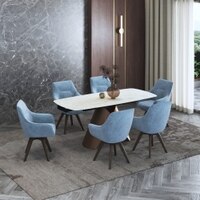 Aeris Ceramic 4 To 6 Seater Extendable Dining Table With Selene Dining Chair