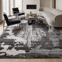 Grey Charcoal Wool Silk Handmade Area Rug for Living Room 10x14