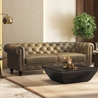 Winchester 3 Seater Luxury Italian Leather Sofa In Antique Moss