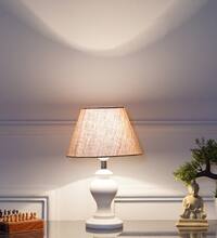 Limina White Wood Table Lamp with White Cotton Shade