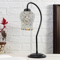Multicolor Mosaic Glass Curvy Table lamp with Iron Base (EN17)