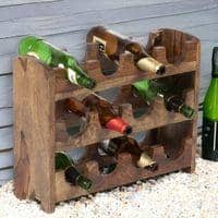 Kassel Sheesham Wood Wine Rack for 12 Bottles in Teak Finish