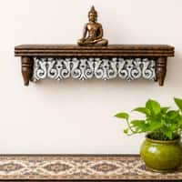 Multishade Colour Solid Wood Handcarved Rajat Floating Wall Shelf with distres finish by DisooFashions