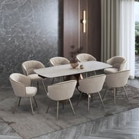 Aeris Ceramic 6 to 8 Seater Extendable Dining Table With Set of 3  Calix Dining Chair