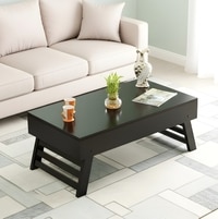 Kassel Sheesham Wood Contemporary Rectangle Foldable Coffee Table In Extra Dark Mahagony Finish
