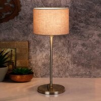 Canaan Grey Fabric Shade Table Lamp with Steel Steel Base
