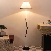 Miley Multicolour Fabric Floor Lamp with Black Iron Base