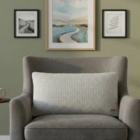 Moss Knit Foil Print Pale Whisper  And Silver Cushion Cover 12X20 Inches