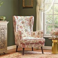 Genoa Lounge Chair In Viva bloom premium cotton Colour