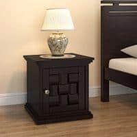 Weave Solid Wood Bedside Table in Mahogany Finish