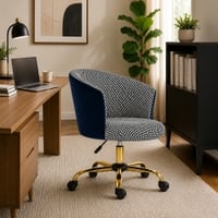 Doe Buck Paolo Blue Houndstooth Upholstered Swivel Office Chair