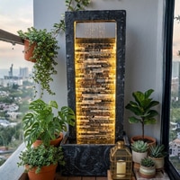 Dark Grey Rippled Slate Water Fountain