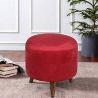 Silas Solid Wood  Ottomon in  Red Colour