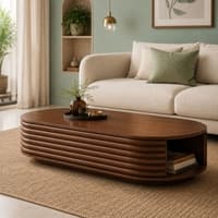 Rivona Sheesham Wood Capsule Coffee Table in Walnut Finish
