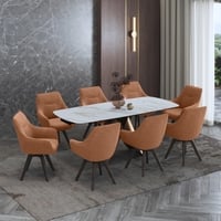 Aeris Ceramic 6 to 8 Seater Extendable Dining Table With Set of 3  Selene Dining Chair
