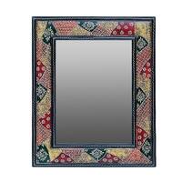 Desert Art MDF Hand Painted Red Rectangle Decorative Mirror
