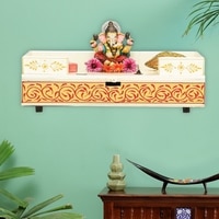 D'Dass White Wooden Shelf Style Temple For Pooja In Home and Office