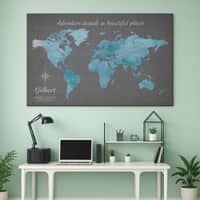 Truss Grey Blue World Map Printed Framed Canvas Wall Canvas Wall Prints Set of 2 Multicolor Matte
