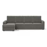 Apollo Compact Sofa (Colour : Ash Grey Velvet, Cushion : Hard, Back Type : High Back, Seating Capacity : Left Aligned 3 Seater + Left Aligned Chaise + Ottoman)