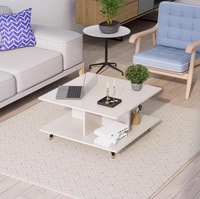 Hexa Engineered Wood Coffee Table With Metal Legs In Frosty White