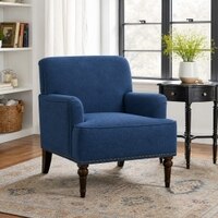 Terren Boucle Fabric Lounge Chair in Blue
