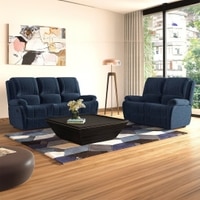 Lebowski Fabric Two Seater Manual Recliner in Cobalt Fabric Colour