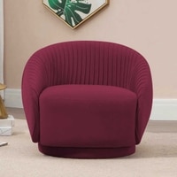Lorna Swivel Solid Wood Round Chair in Maroon Colour