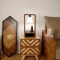 Strew Wooden Table Lamp with Brown Base and Premium White Fabric Lampshade