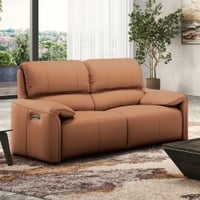 Leeroy Leather Two Seater Motorized Recliner in Hazelnut Tan