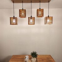 Lyon 5 Series Brown Solid Wood Cluster Hanging Light