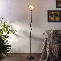 Hazel Multicolour Glass Floor Lamp with Black Iron Base