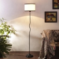 Willow Multicolour Fabric Floor Lamp with Black Iron Base
