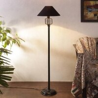 Jay Black Fabric Floor Lamp with Black Iron Base