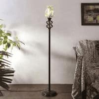 Lana Multicolour Glass Floor Lamp with Black Iron Base