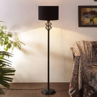 Sierra Black Fabric Floor Lamp with Black Iron Base