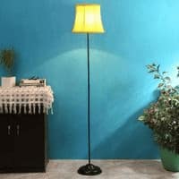 Braydon Yellow Fabric Floor Lamp with Black Iron Base