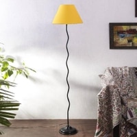 Dingo Yellow Fabric Floor Lamp with Black Iron Base